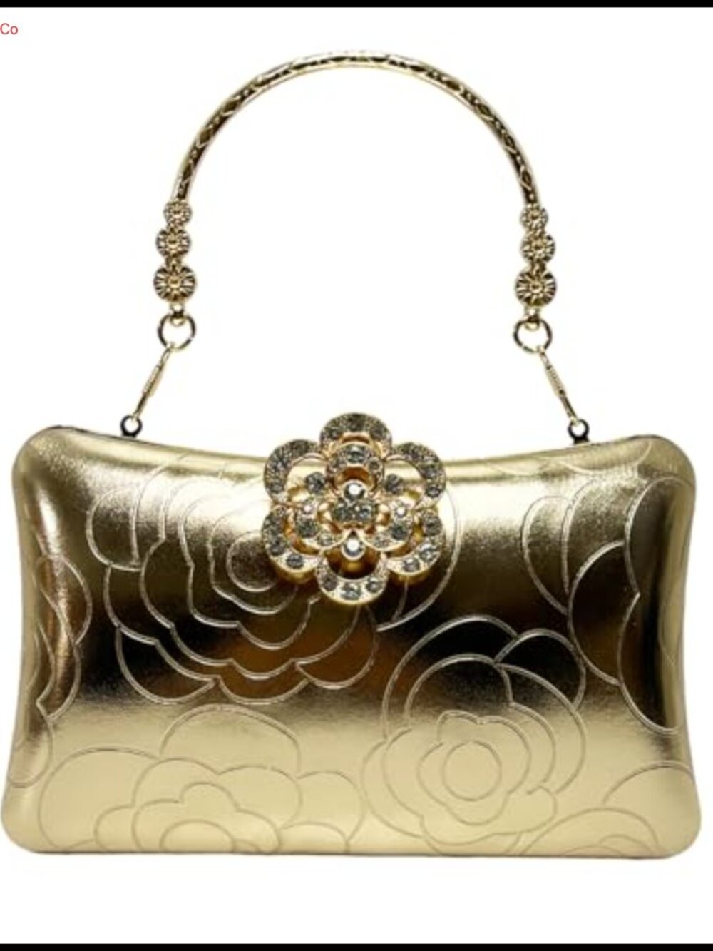 Sparkle Floral Clutch Evening Bag Formal Party Purse with Chain Strap